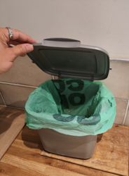 food waste caddy open